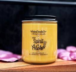 The Spirit Of Aloha 8Oz Candle With Free Pin Inside - Polynesian Tiki Hut White Tea Ginger Soy Magic Wishes Co