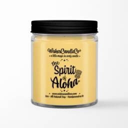 The Spirit Of Aloha 8Oz Candle With Free Pin Inside - Polynesian Tiki Hut White Tea Ginger Soy Magic Wishes Co - thumbnail 3