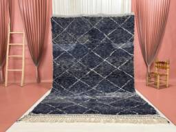 Handwoven Moroccan Wool Rug 6x9Ft Vintage Beni Ourain Carpet - thumbnail 1