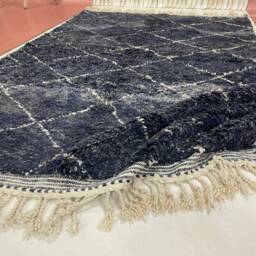 Handwoven Moroccan Wool Rug 6x9Ft Vintage Beni Ourain Carpet - thumbnail 4