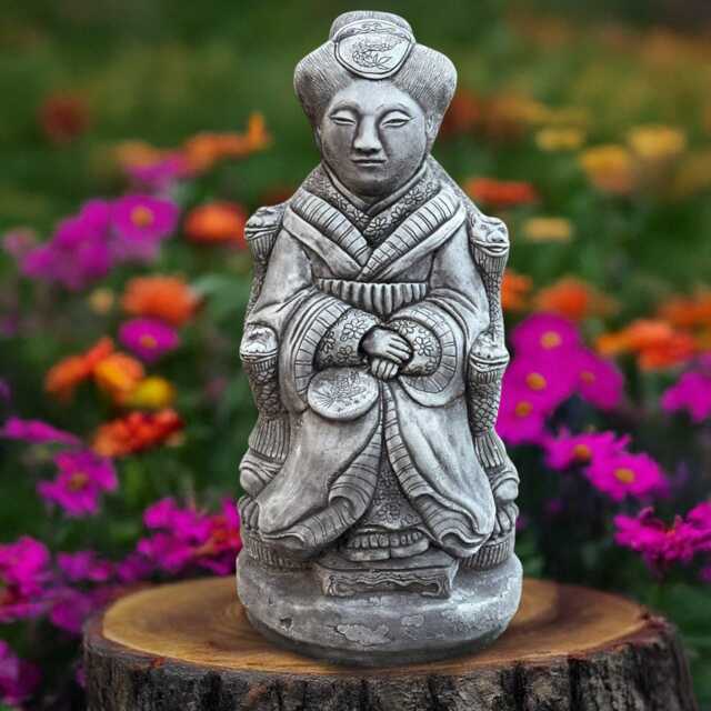 Concrete Geisha Statue Japanese Woman Figurine Stone Oriental Sculpture Cement Asian Art Decor Garden Cultural Ornament Handmade Gift - image 1