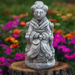 Concrete Geisha Statue Japanese Woman Figurine Stone Oriental Sculpture Cement Asian Art Decor Garden Cultural Ornament Handmade Gift - thumbnail 1