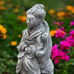 Concrete Geisha Statue Japanese Woman Figurine Stone Oriental Sculpture Cement Asian Art Decor Garden Cultural Ornament Handmade Gift - thumbnail 4