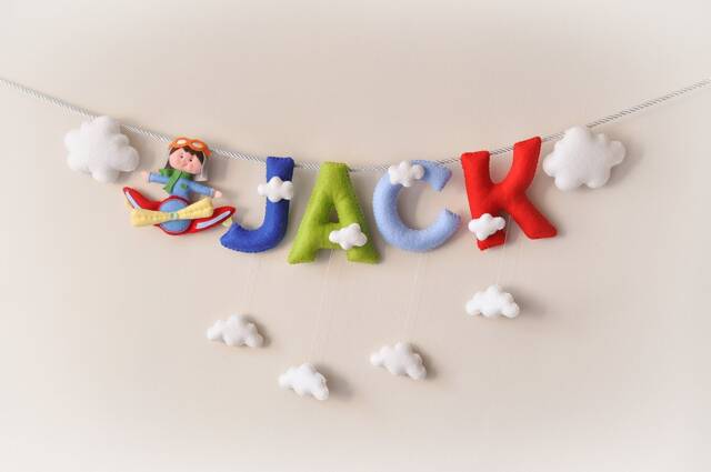 Nursery Decor, Name Sign, Colorful Pilot Boy Garland, Child Room Wall Art, Safe Baby Personalized Gift, Shower Gift - image 1