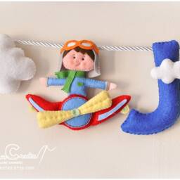 Nursery Decor, Name Sign, Colorful Pilot Boy Garland, Child Room Wall Art, Safe Baby Personalized Gift, Shower Gift - thumbnail 2
