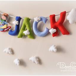 Nursery Decor, Name Sign, Colorful Pilot Boy Garland, Child Room Wall Art, Safe Baby Personalized Gift, Shower Gift - thumbnail 3