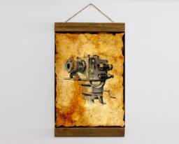Vintage Film Movie Camera Illustration Wood Framed Canvas Print, Lover Gift, Wall Art Decor, Ready To Hang - thumbnail 1