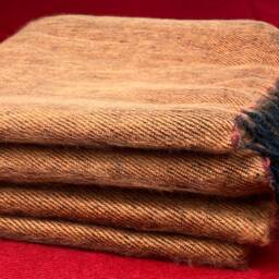 Handmade Orange Yak Wool Blanket Oversized Meditation Shawl - thumbnail 2
