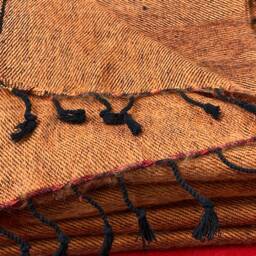 Handmade Orange Yak Wool Blanket Oversized Meditation Shawl - thumbnail 3