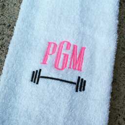 Monogrammed Barbell Gym Towel Personalized Sports Gift