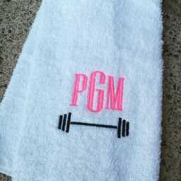 Monogrammed Barbell Gym Towel Personalized Sports Gift - thumbnail 4