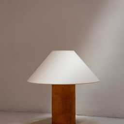 Handmade Ceramic Table Lamp, A Lighting & Decorative Object. Terracotta Base Off-White Canvas Shade - thumbnail 3