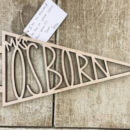 Custom Wood Name Sign, Personalized Nursery Wall Decor, Vintage Pennant Playroom Art, Baby Keepsake, Kids Room - thumbnail 2