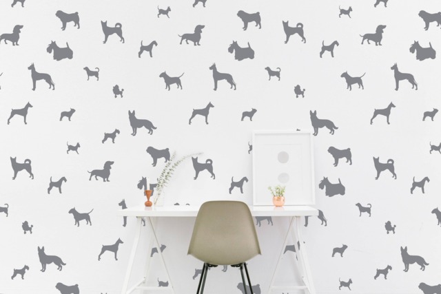 Dog Wall Decal Pattern Dogs Breeds Pug Bulldog Pit Poodle Wall Sticker Nursery Bedroom, Wallpaper Vinyl Decals Home Decor Stickers - image 1
