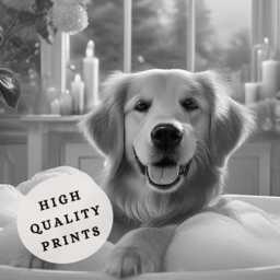Golden Retriever Bathroom Print, Funny Dog Wall Art, Animal Toilet Decor, Quirky Guest Poster, Lover Gift - thumbnail 2