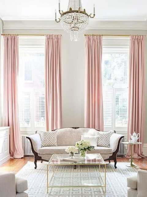 Pair Of Pedal Pink Curtains, Natural Linen Pink Drapery, Custom Curtains, Extra Long, Wide, Nursery Room Curtains - image 1