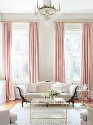 Pair Of Pedal Pink Curtains, Natural Linen Pink Drapery, Custom Curtains, Extra Long, Wide, Nursery Room Curtains