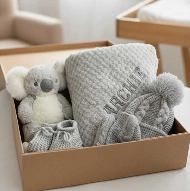 Koala Baby Gift, Personalised Hamper, Boy Shower, Blanket, Girl, Newborn Gift Set - image 1