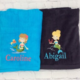 Mermaid Personalized Beach Towel Monogrammed Pool Party Birthday Gift Favors Nautical Boat - thumbnail 2