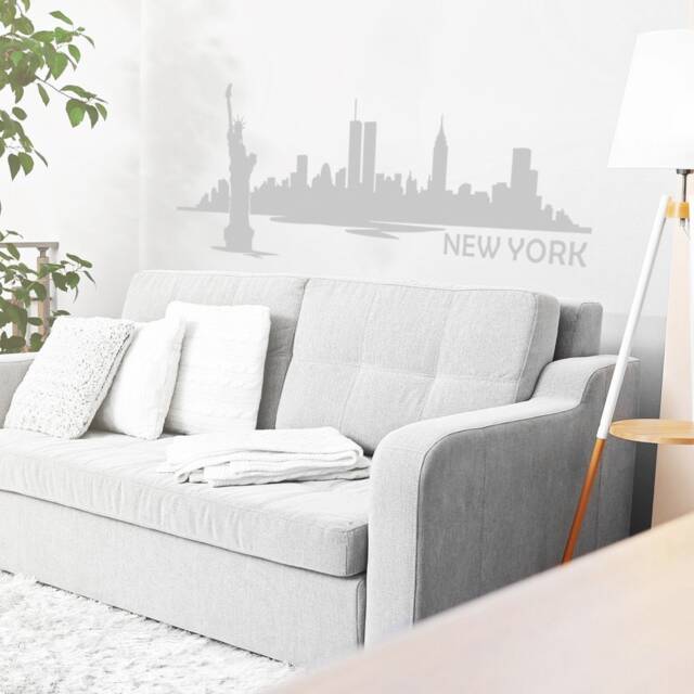 New York City Outline Skyline Wall Vinyl Decal For School Classroom, Library, Kids Room, Travelers - 190 - image 1