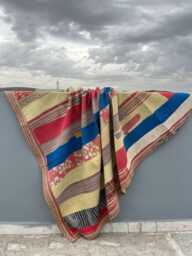 Handmade Vintage Patchwork Kantha Quilt Reversible Block Print Cotton Bed Cover Throw - thumbnail 1