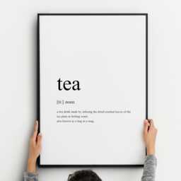 Tea Definition Print - Gift For Lover Hug in A Mug Kitchen Wall Art Fun Typography Poster Unframed - thumbnail 1