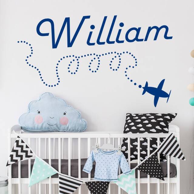 Personalizd Name Wall Decals, Airplane Nursery Decal, Plane Boy Decor, Sticker, Custom Decal Mm23 - image 1
