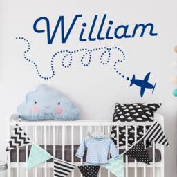 Personalizd Name Wall Decals, Airplane Nursery Decal, Plane Boy Decor, Sticker, Custom Decal Mm23 - thumbnail 1