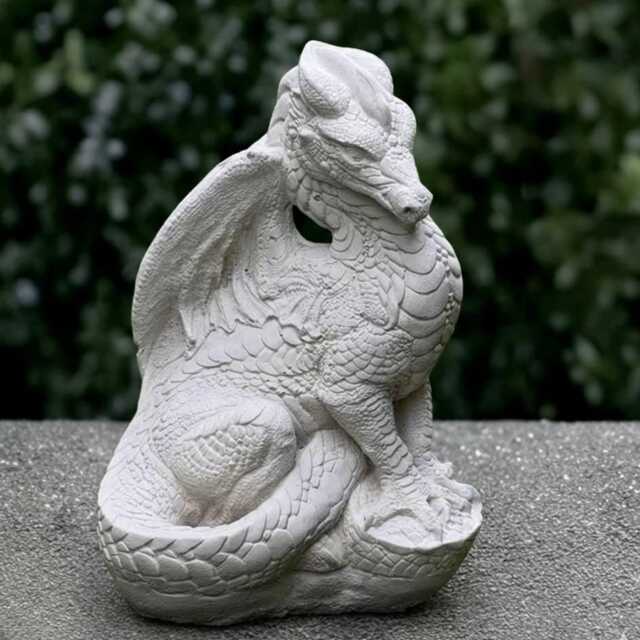 Stone White Dragon Sculpture Outdoor Mythical Statue Cement Animal Decoration Garden Wildlife Ornament Handmade Art Lover Gift - image 1