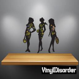 Fashion Girl Wall Decal - Fabric Vinyl Removable & Reusable Fahiongirluscolor043Et