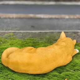 Sleeping Concrete Cat Figurine Ginger Kitten Sculpture Cement Pet Memorial Statue Garden Kitty Decor Outdoor Ornament Gift - thumbnail 4