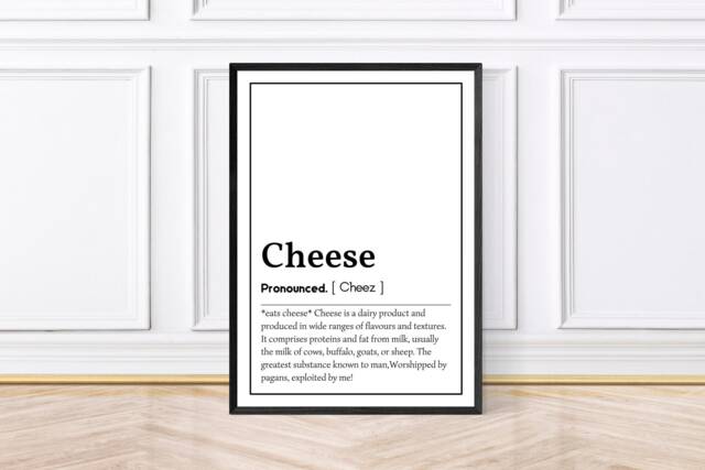 Food Definition Word Print/Poster Sausage Roll, Cake, Chocolate, Avocado, Cheese, Chips - image 1