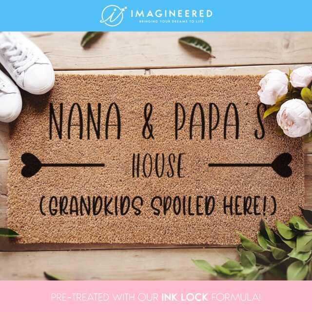 Grandparents Custom Gift - Welcome To Nana & Papa's House Home Decor Customized Doormat For Grandma Grandparent Christmas - image 1