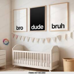 Black Boys Room Decor - Set Of 3 Prints - Teen Bedroom Art Boy Gamer Gift Bro Dude Bruh Gaming Wall Artwork Birthday Present Gifts - thumbnail 1