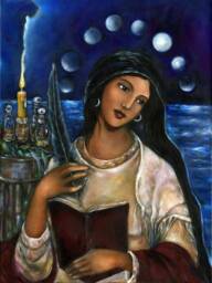 Mary Magdalene Portrait Divine Feminine Wisdom Art Print On Canvas - thumbnail 1