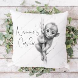 Monkey Cushion, Pillow, Baby Monkey, Gift, Art, Lover, Gift For Mum, Her - thumbnail 2