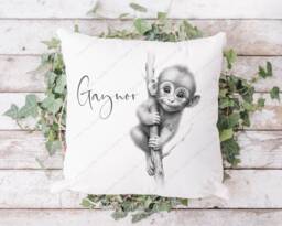 Monkey Cushion, Pillow, Baby Monkey, Gift, Art, Lover, Gift For Mum, Her - thumbnail 1