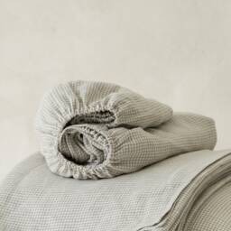 Linen Fitted Sheet Gingham, Checkered Linen Bedding, Natural Gingham Bottom Queen, Full, Cal King, Twin, Double, Single, Super King - thumbnail 4