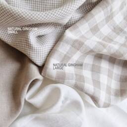 Linen Fitted Sheet Gingham, Checkered Linen Bedding, Natural Gingham Bottom Queen, Full, Cal King, Twin, Double, Single, Super King - thumbnail 3