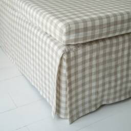 Linen Fitted Sheet Gingham, Checkered Linen Bedding, Natural Gingham Bottom Queen, Full, Cal King, Twin, Double, Single, Super King - thumbnail 2