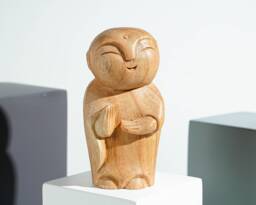 Wooden Jizo Statue, Buddha Sculpture, Wood Figurine, Meditation, Unique Ornament, Housewarming, Spiritual, Gift For Home, Memorial - thumbnail 1