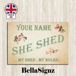 Personalised She Shed Sign Metal Garden Wall Door Decor Accessory Female Plaque - thumbnail 1