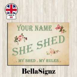 Personalised She Shed Sign Metal Garden Wall Door Decor Accessory Female Plaque - thumbnail 2