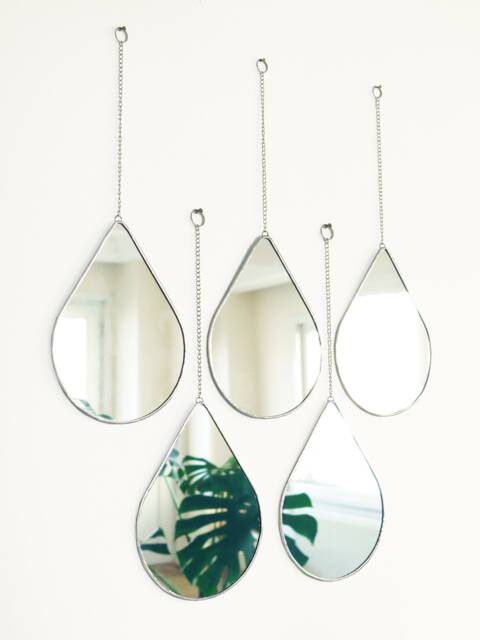Wall Decor Mirror, Decorative Mirrors, Mirror Art, Teardrop Hanging Geometric Decoration, Hallway - image 1