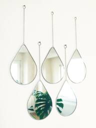 Handmade Teardrop Wall Mirror, Copper Foil Decor, 5.5 Inch
