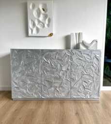 Silver Textured Sideboard. Bespoke Cabinet. Large Credenza. Tv Unit