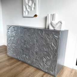 Silver Textured Sideboard. Bespoke Cabinet. Large Credenza. Tv Unit - thumbnail 3