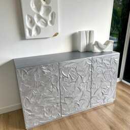 Silver Textured Sideboard. Bespoke Cabinet. Large Credenza. Tv Unit - thumbnail 2