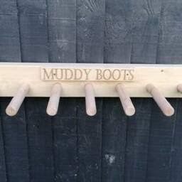 Personalised Welly Wellington Wellies Wooden Rack Boot Holder Wall Mounted Active - thumbnail 2