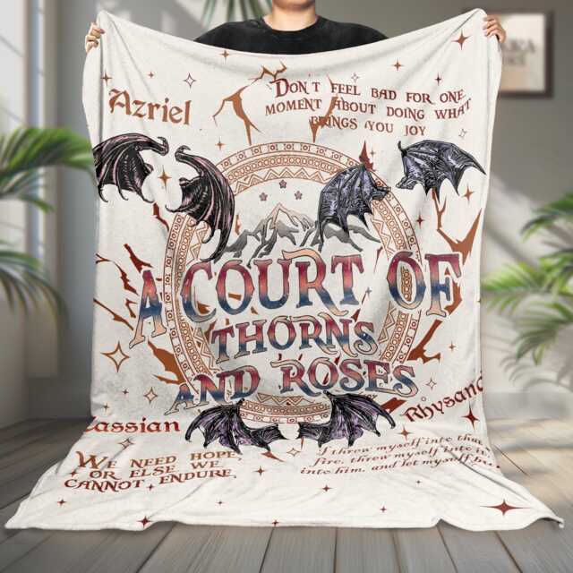 A Court Of Thorns & Roses Fleece Blanket, Acotar Bookish Night Bat Stars Fantasy Book Lover Gift - image 1